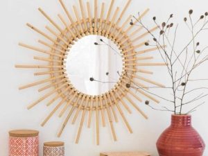 Mirror Rotan Asli Model Vintage