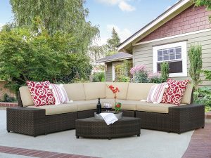 Sofa Sudut Rotan Sintetis Minimalis