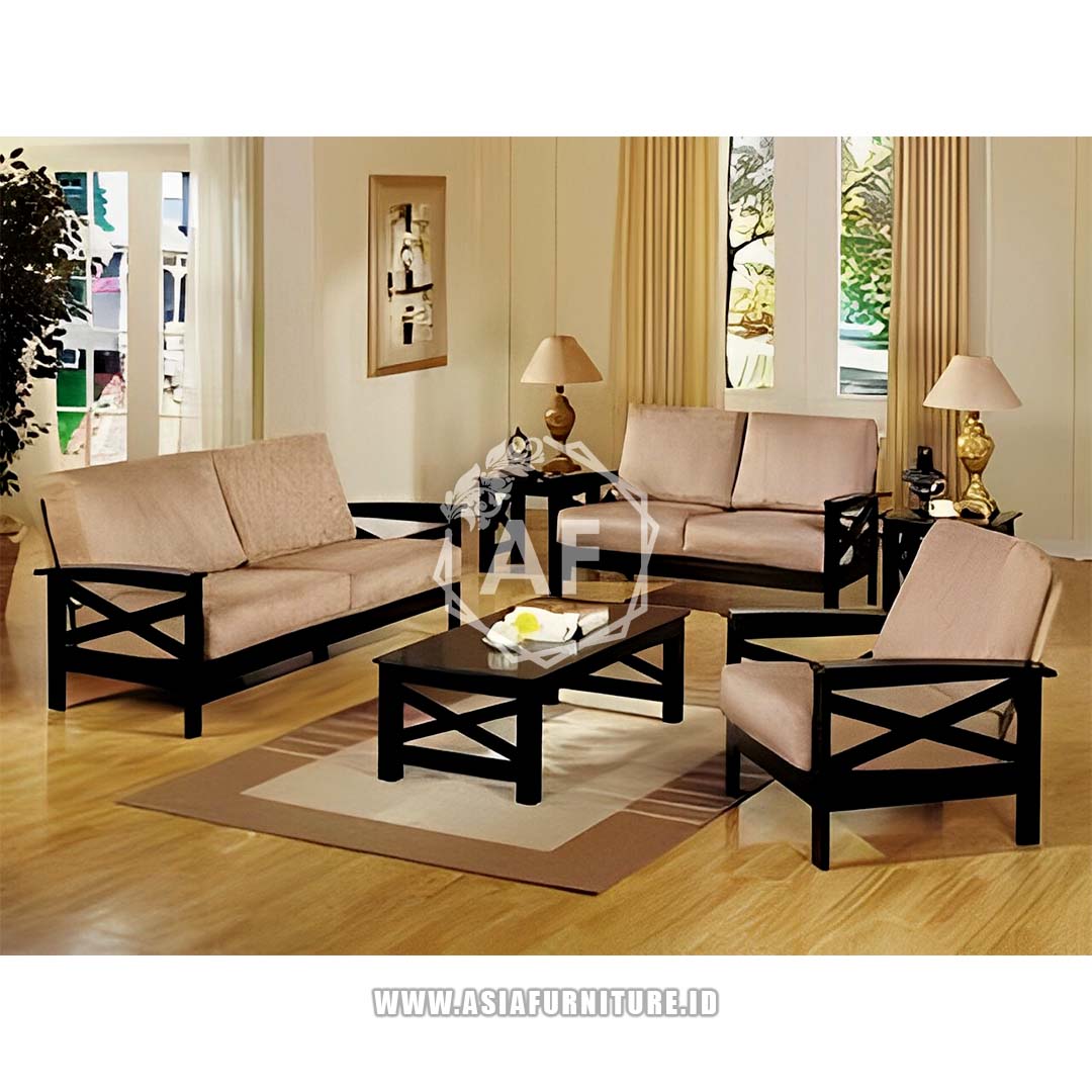 Kursi Tamu Jati Set Silang Minimalis 2