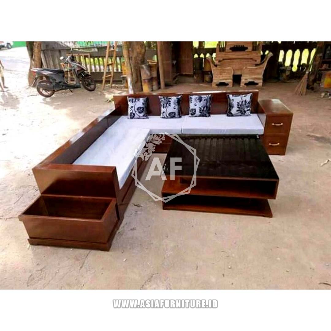 Kursi Sudut Box Laci Jati 2