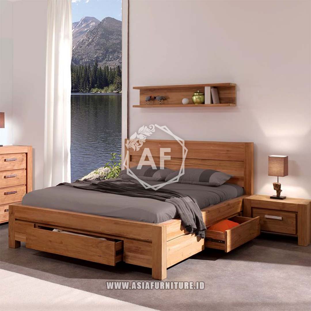 Tempat Tidur Kayu Jati Modern 2