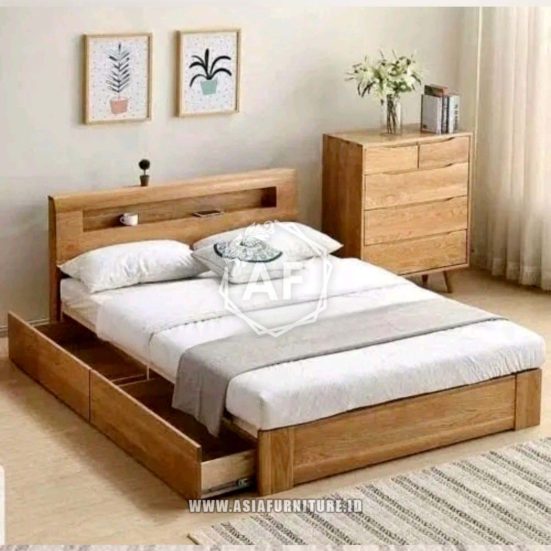 Tempat Tidur Minimalis Jati Laci 2