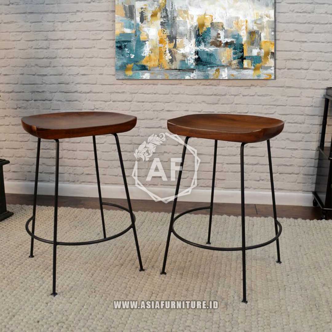 Kursi Bar Minimalis Besi Kayu 2