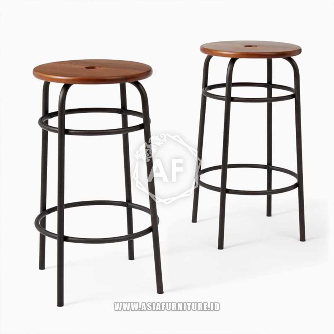 Kursi Bar Simpel Jati Besi Bundar 2